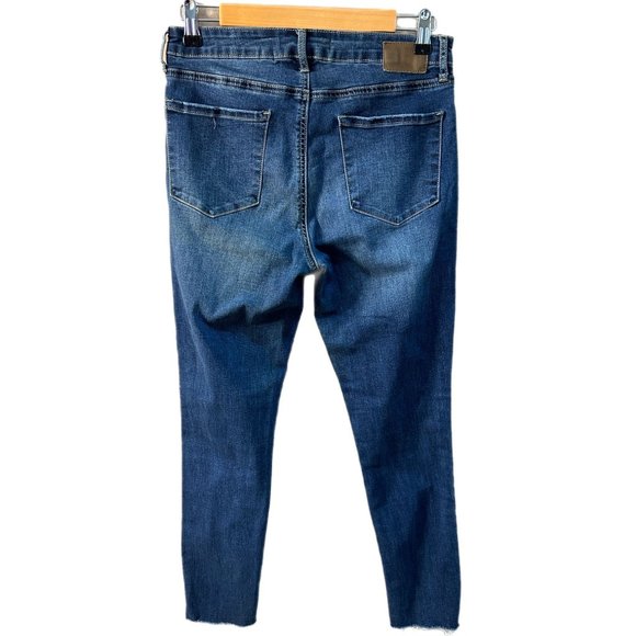 Leith Women’s Size 28 High Rise Skinny Ankle Medium Wash Denim Raw Hem Jeans - Picture 4 of 6